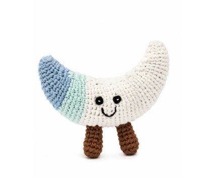 Crochet moon baby rattle